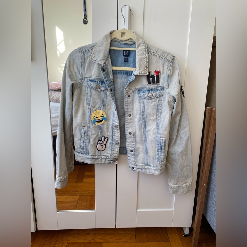 GAP Kids Light Blue Denim Jacket with Patches - XXL